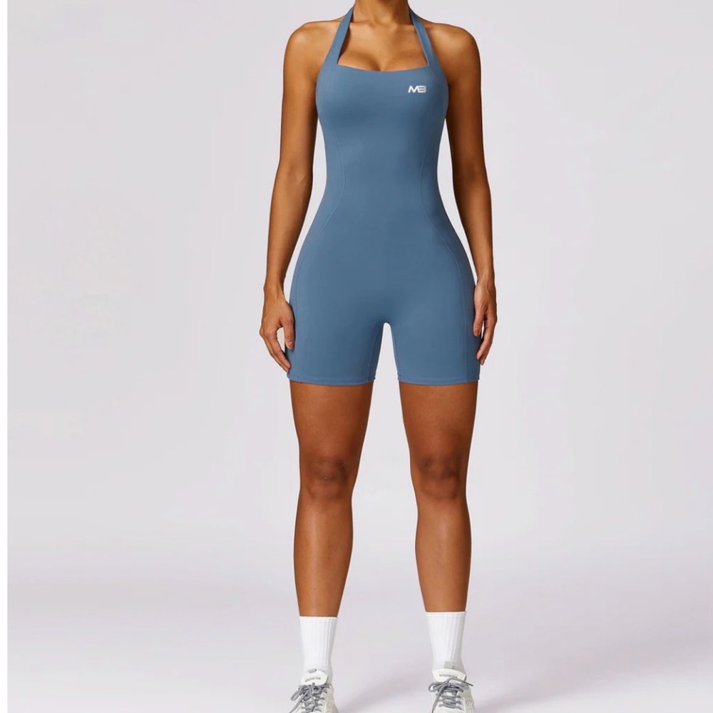 Blue Halter Neck Bodysuit